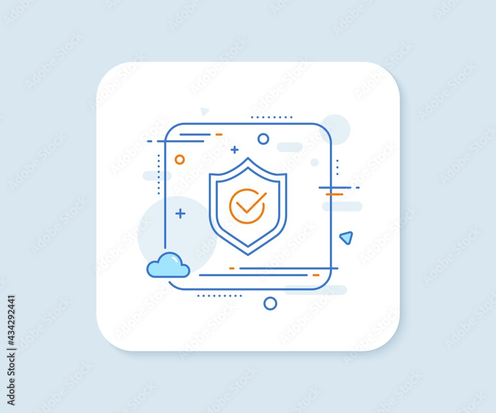Poster approved shield line icon. abstract square vector button. accepted or confirmed sign. protection sym