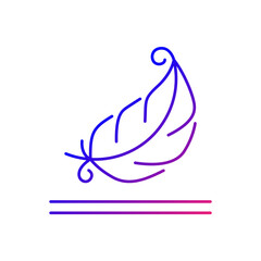 Lightweight fabric property gradient linear vector icon. Feather symbol for pillows, blankets. Soft material property. Thin line color symbols. Modern style pictogram. Vector isolated outline drawing