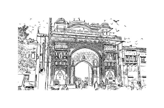 Render picture of the main entrance of the Old City at Jaipur Rajasthan