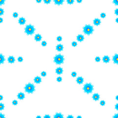 Vector seamless pattern with floral, repeating element. Pattern with a blue flower on a white background. Use in textiles, clothing, wallpaper, design, baby backgrounds, wrapping paper.