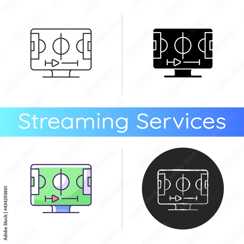 Poster sports streaming icon. watching live sporting events. football, basketball and baseball games. telev