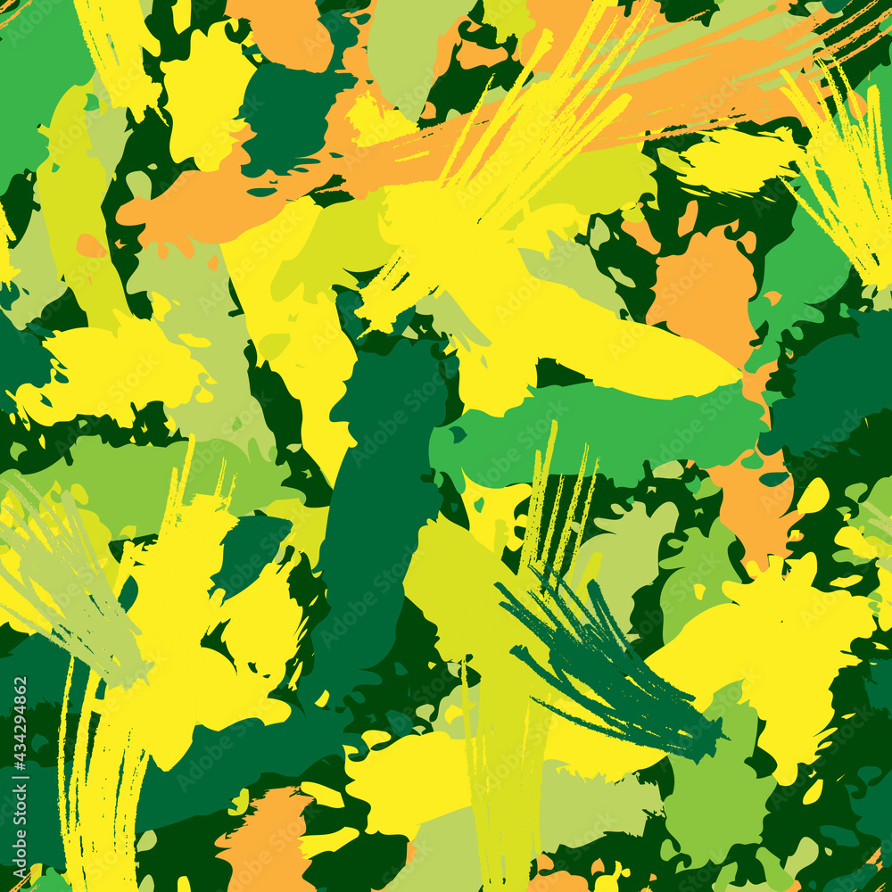 Poster seamless repeating pattern of multicolored paint strokes