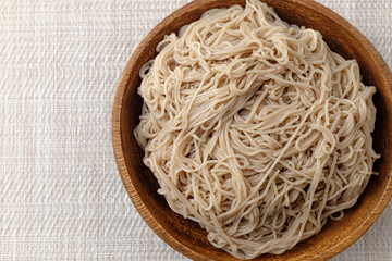 Noodles made from buckwheat boiled in water