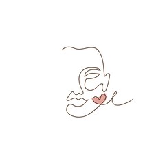 Face continuous one line drawing vector illustration.	
