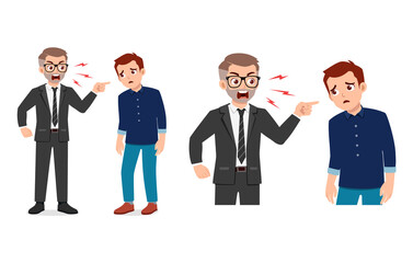 boss yell and angry to young man employee