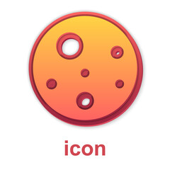 Gold Planet Mars icon isolated on white background. Vector