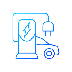 EV charging station gradient linear vector icon. Place to charge battery of electromobile. Natural fuel. Thin line color symbols. Modern style pictogram. Vector isolated outline drawing