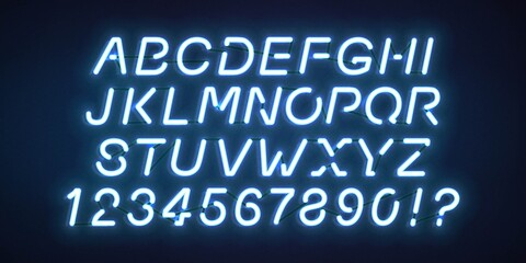 Fototapeta na wymiar Vector realistic isolated Neon Slanted Font for template decoration and invitation covering on the blue background.