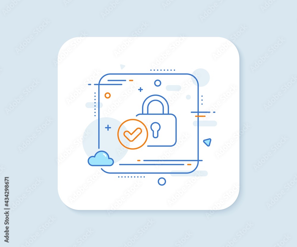 Poster verified locker line icon. abstract square vector button. approved protection lock sign. confirmed s