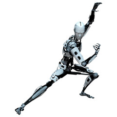 3D Rendering Male Robot on White
