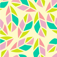 Pattern with leaves. Summer time mode. Simple geometric forms.