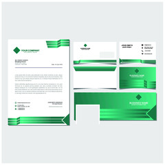 Green corporate identity set template vector