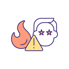 Loss of self control RGB color icon. Violent outburst. Aggressive behaviour, anger issues. Rage and frustration. Unhealthy lifestyle, bad habits and behavior. Isolated vector illustration