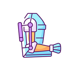 Exoskeleton RGB color icon. Advanced medical prosthesis. Progressive device. Futuristic innovative technology. Human body augmentation. Science fiction genre. Isolated vector illustration