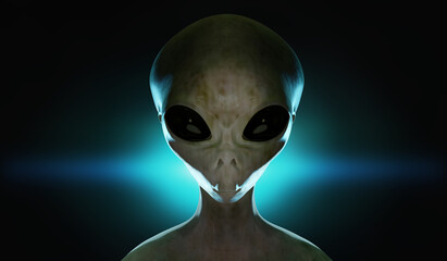 Spooky Alien Face Blue Light