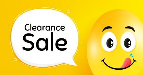 Clearance sale symbol. Easter egg with yummy smile face. Special offer price sign. Advertising discounts symbol. Easter smile character. Clearance sale speech bubble. Vector