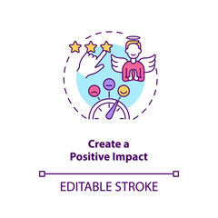 Create positive impact concept icon. Digital footprint. Personal branding strategy. Communication with audience idea thin line illustration. Vector isolated outline RGB color drawing. Editable stroke