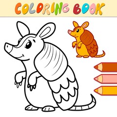 Obraz na płótnie Canvas Coloring book or page for kids. armadillo black and white
