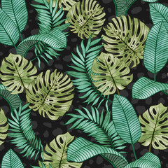 Tropical Jungle Foliage Vector Seamless Pattern