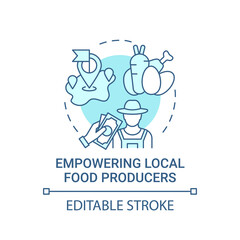 Empowering local food producers concept icon. Eating health natural meals in schools. Full nutritions snacks idea thin line illustration. Vector isolated outline RGB color drawing. Editable stroke