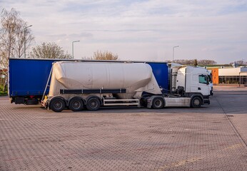 Truck With Limestone Flour  , delivery of cargo by road