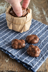Chocolate dipped California walnuts