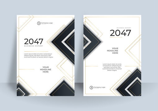 Modern black cover design set. Luxury creative line pattern in premium colors: black, gold and white. Formal vector for notebook cover, business poster, brochure template, magazine layout
