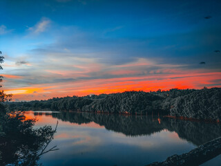 sunset over the river