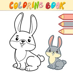 Obraz na płótnie Canvas Coloring book or page for kids. rabbit black and white