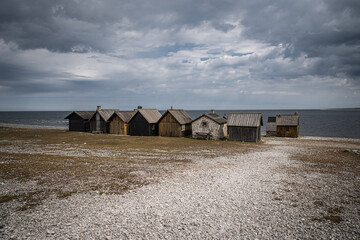 beach huts on the beach, Gotland, Sweden