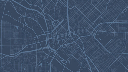 Blue Dallas city area vector background map, streets and water cartography illustration.