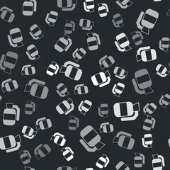 Grey Hand grenade icon isolated seamless pattern on black background. Bomb explosion. Vector