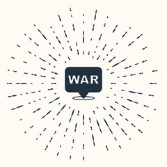 Grey The word war icon isolated on beige background. International military conflict. Army. Armament. Nuclear weapon. Template for text. Abstract circle random dots. Vector