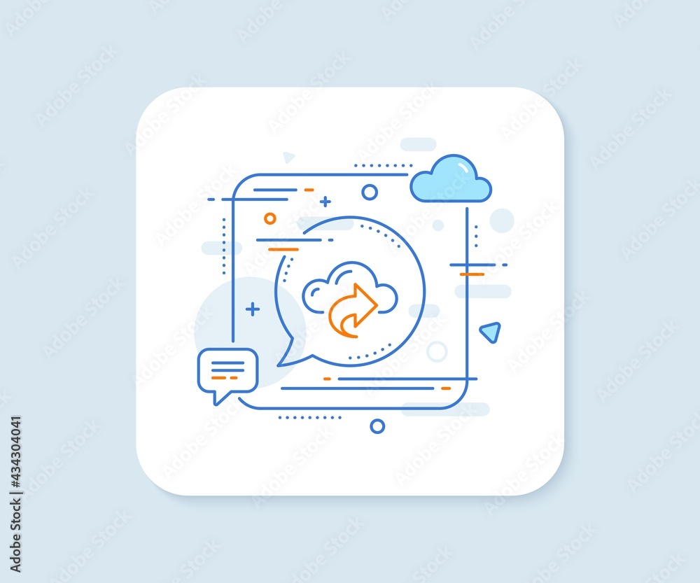 Poster cloud computing share line icon. abstract square vector button. internet data storage sign. file hos