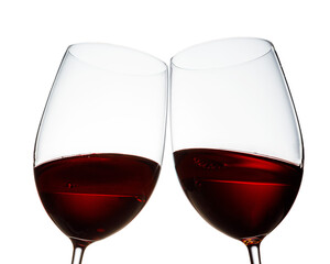 two glasses of wine isolated on white background