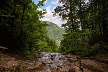 Stream flowing into the mountains