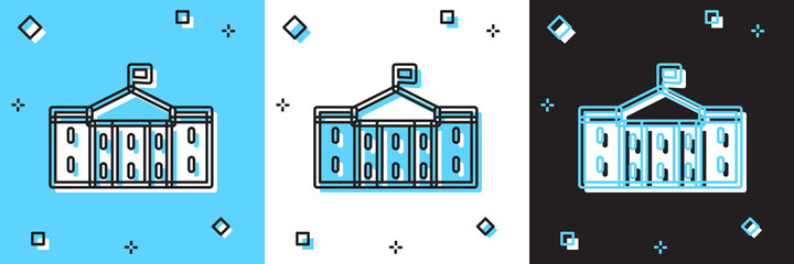 Set United States Capitol Congress icon isolated on blue and white, black background. Washington DC, USA. Vector