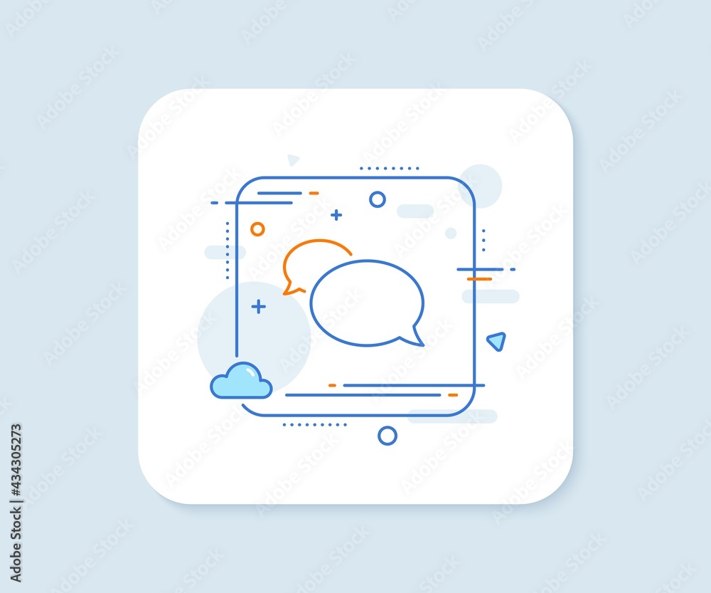 Poster messenger line icon. abstract square vector button. speech bubble sign. chat message symbol. messeng
