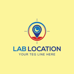 Lab Finder Logo Design Template-Molecular Lab Logo Template. Skeletal Molecular Structure Design. Laboratory Location, Sun Lab Location