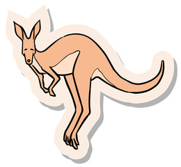 Hand drawn sticker style jumping kangaroo vector illustration
