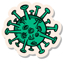 Obraz premium Hand drawn sticker style coronavirus covid19 vector illustration