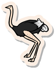 Hand drawn sticker style ostrich vector illustration