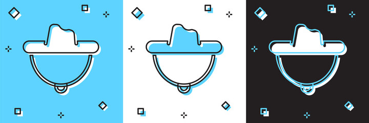 Set Western cowboy hat icon isolated on blue and white, black background. Vector