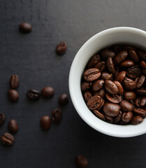 coffee beans in a cup