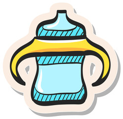 Obraz premium Hand drawn sticker style icon Milk bottle