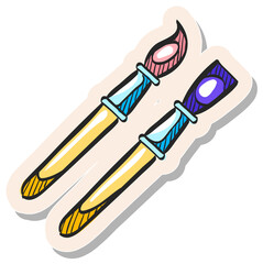 Hand drawn sticker style icon Paint brushes
