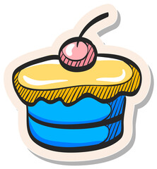 Hand drawn sticker style icon Cake