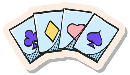 Hand drawn sticker style icon Playing cards