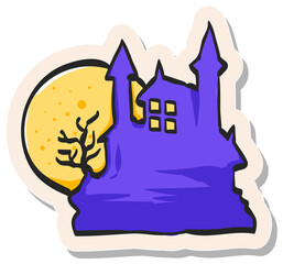 Hand drawn sticker style icon Dark castle