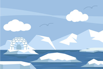 North pole Arctic in the ocean background